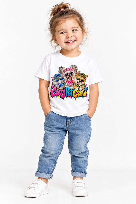 Crazy Pet Crew Cotton Toddler Short-Sleeve T-Shirt