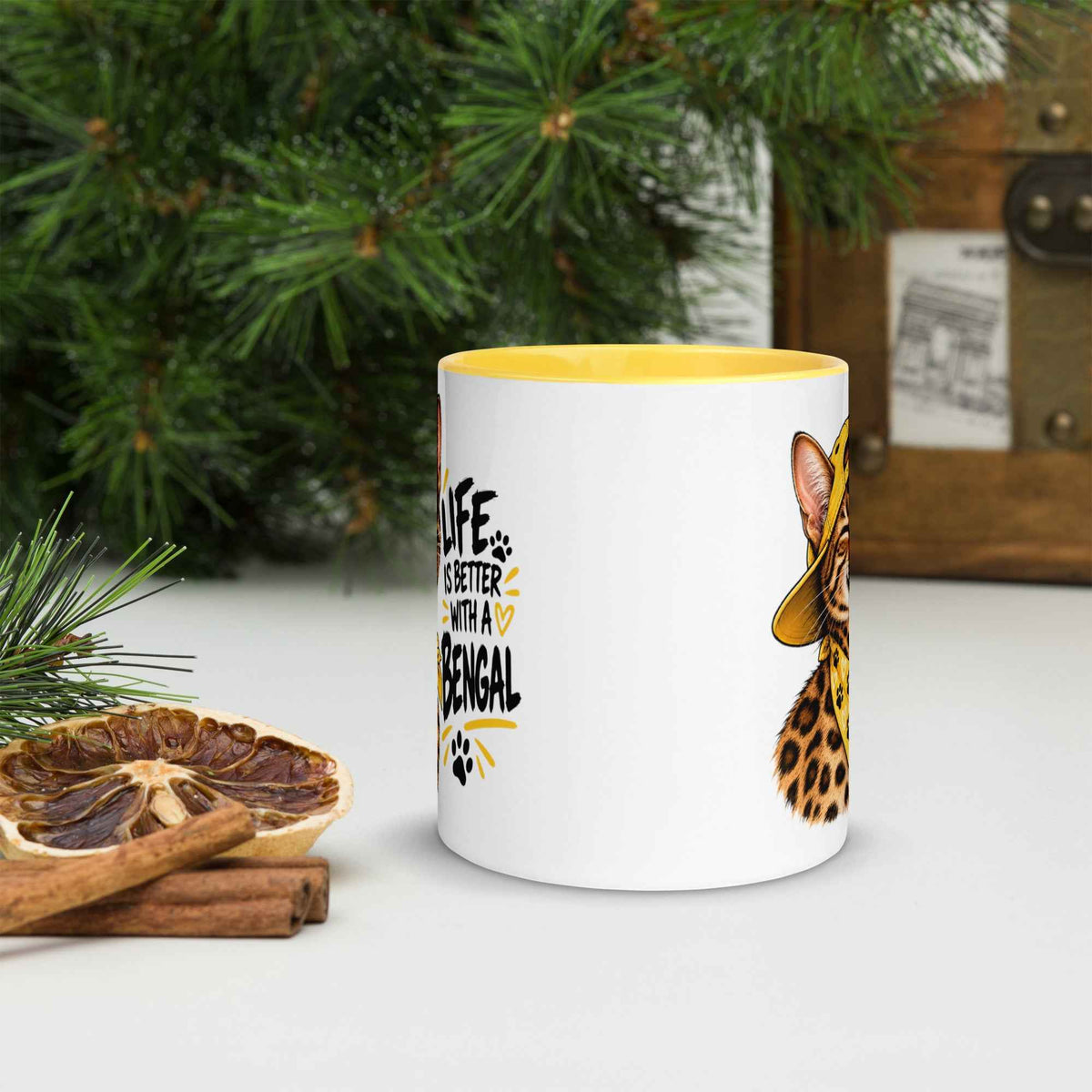 Life is better with a Bengal Mug with yellow Color Inside