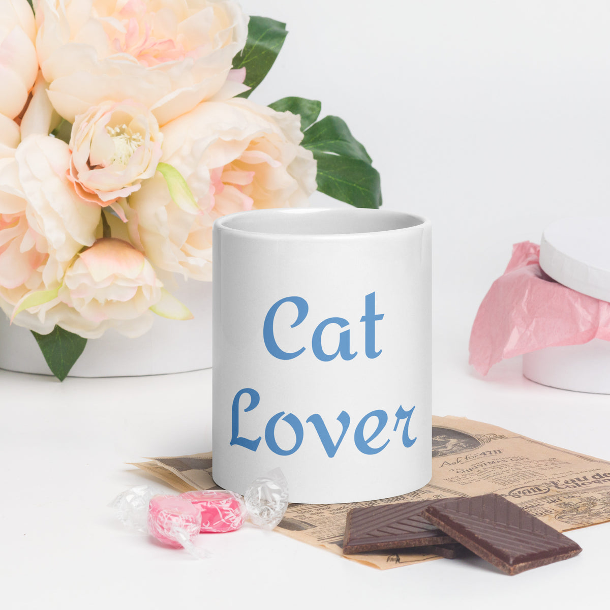 Cute cat in blue jumpsuit Cat Lover mug