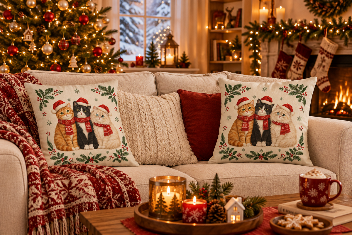 Christmas Cats Pillow