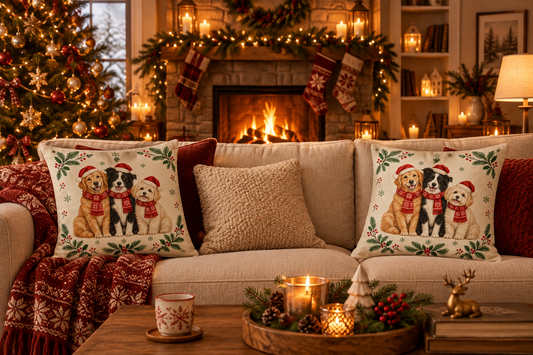 Christmas Dogs Pillow