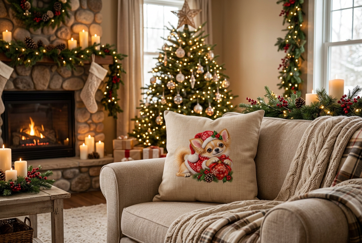 Chihuahua Christmas Pillow