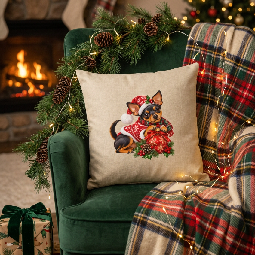 Pinscher Christmas Pillow