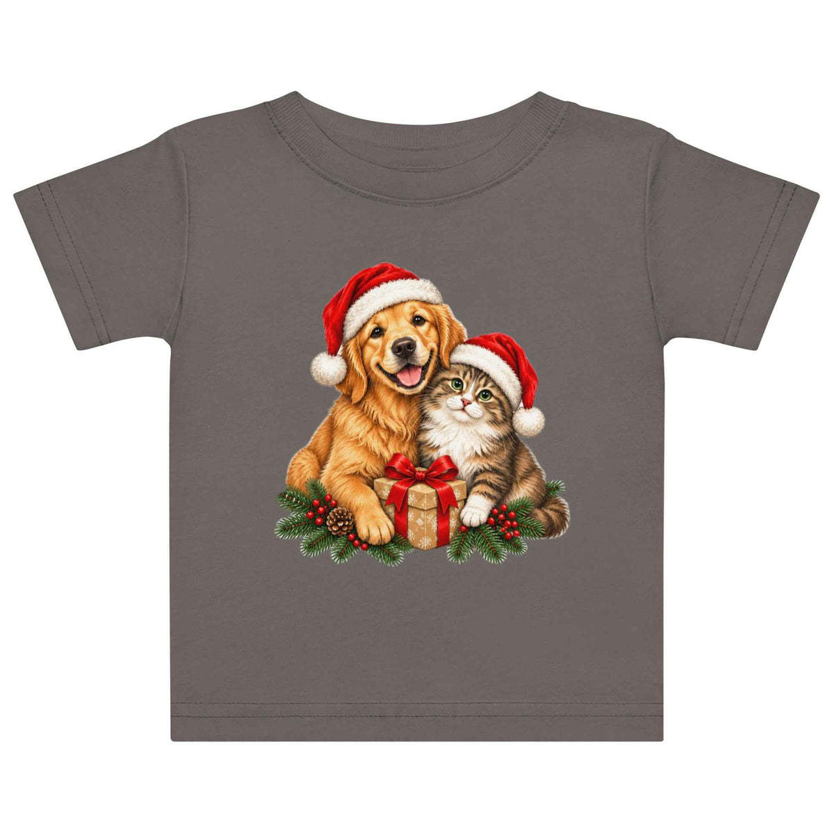 Cute Cat & Dog Christmas Baby Jersey T-Shirt