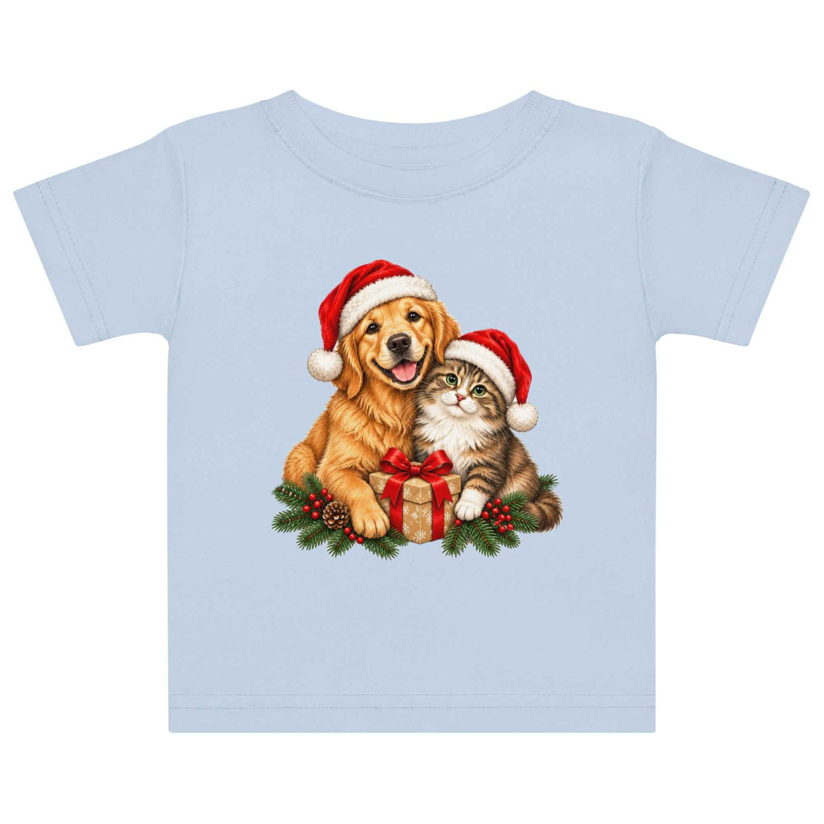 Cute Cat & Dog Christmas Baby Jersey T-Shirt