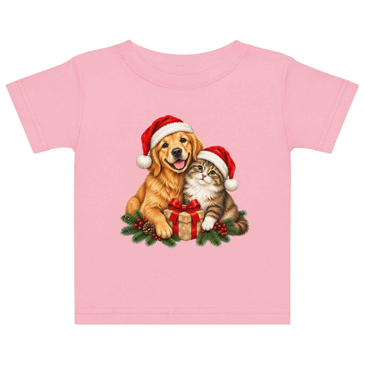 Cute Cat & Dog Christmas Baby Jersey T-Shirt