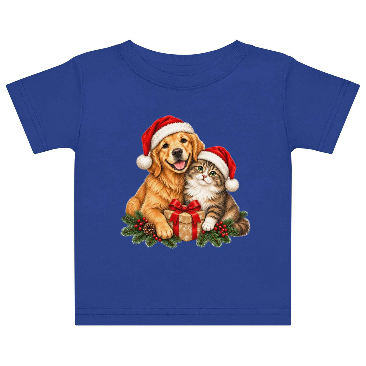 Cute Cat & Dog Christmas Baby Jersey T-Shirt