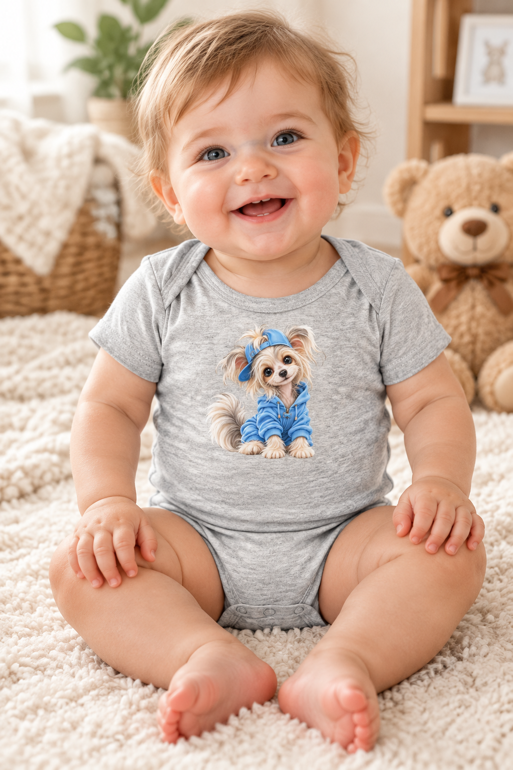 Cute dog Baby short sleeve one piece