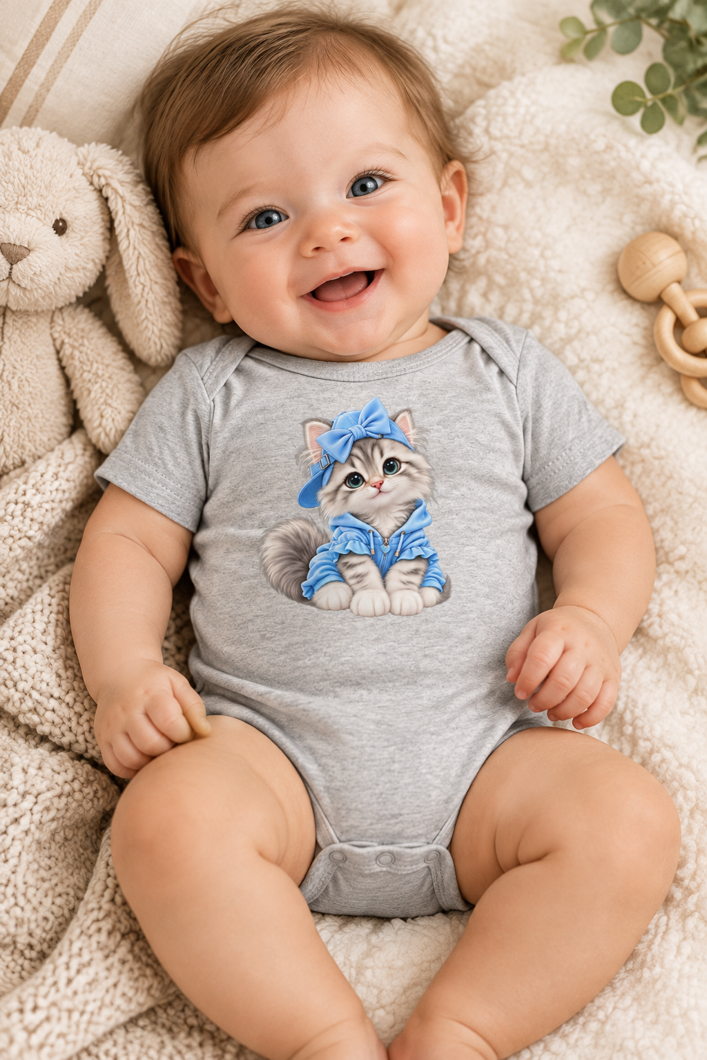 Cute cat Baby short sleeve one piece