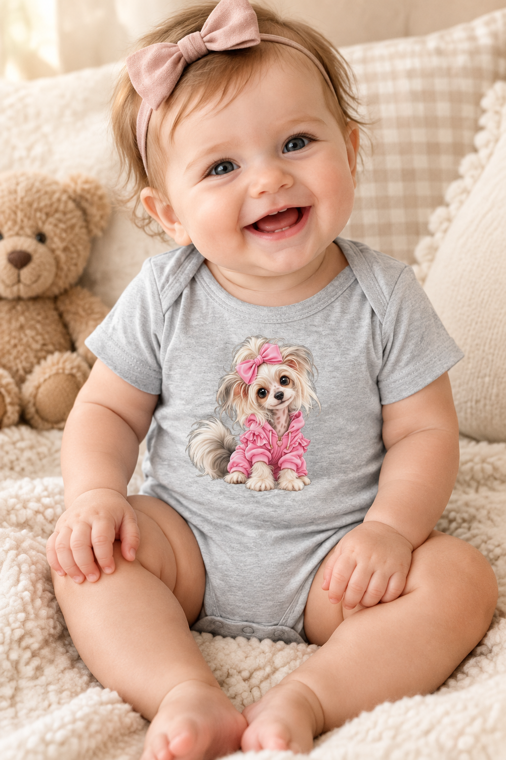 Cute dog Baby short sleeve one piece
