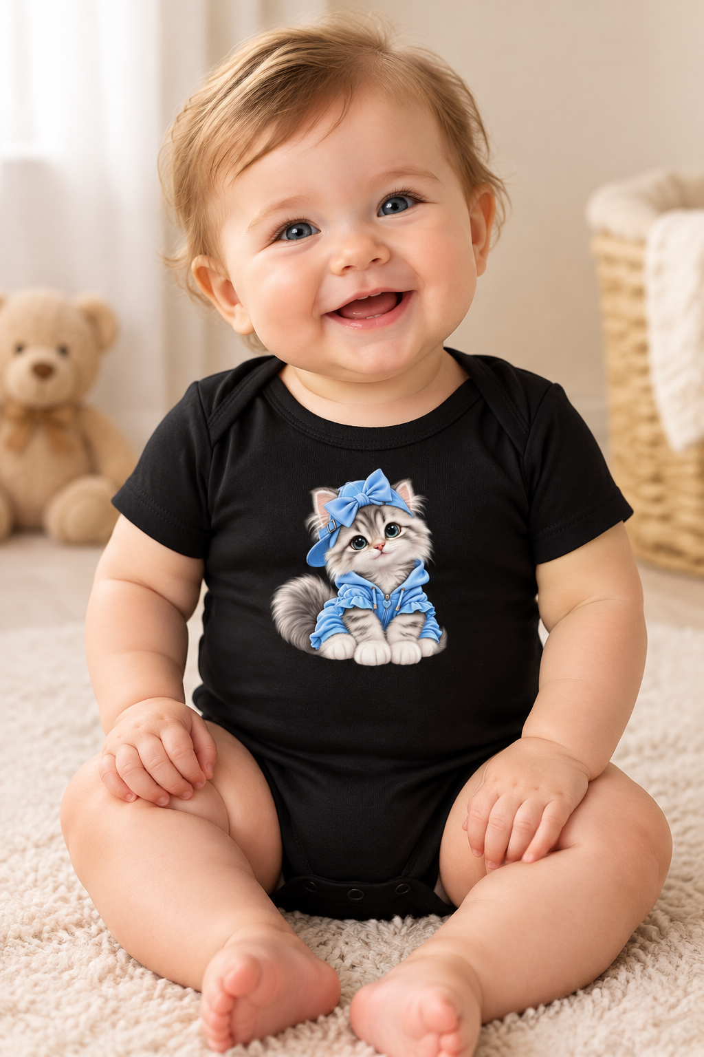 Cute cat Baby short sleeve one piece