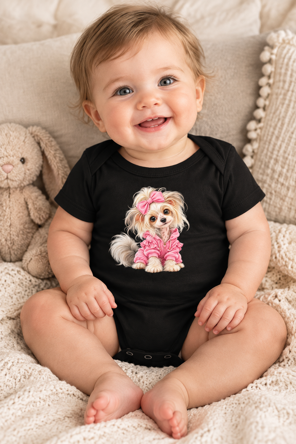 Cute dog Baby short sleeve one piece