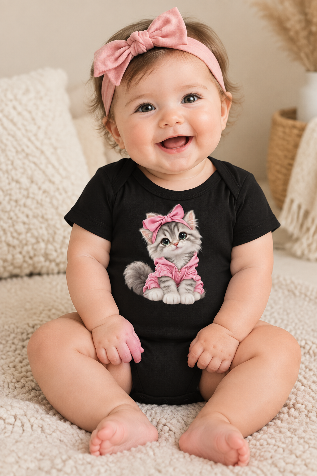 Cute cat Baby short sleeve one piece