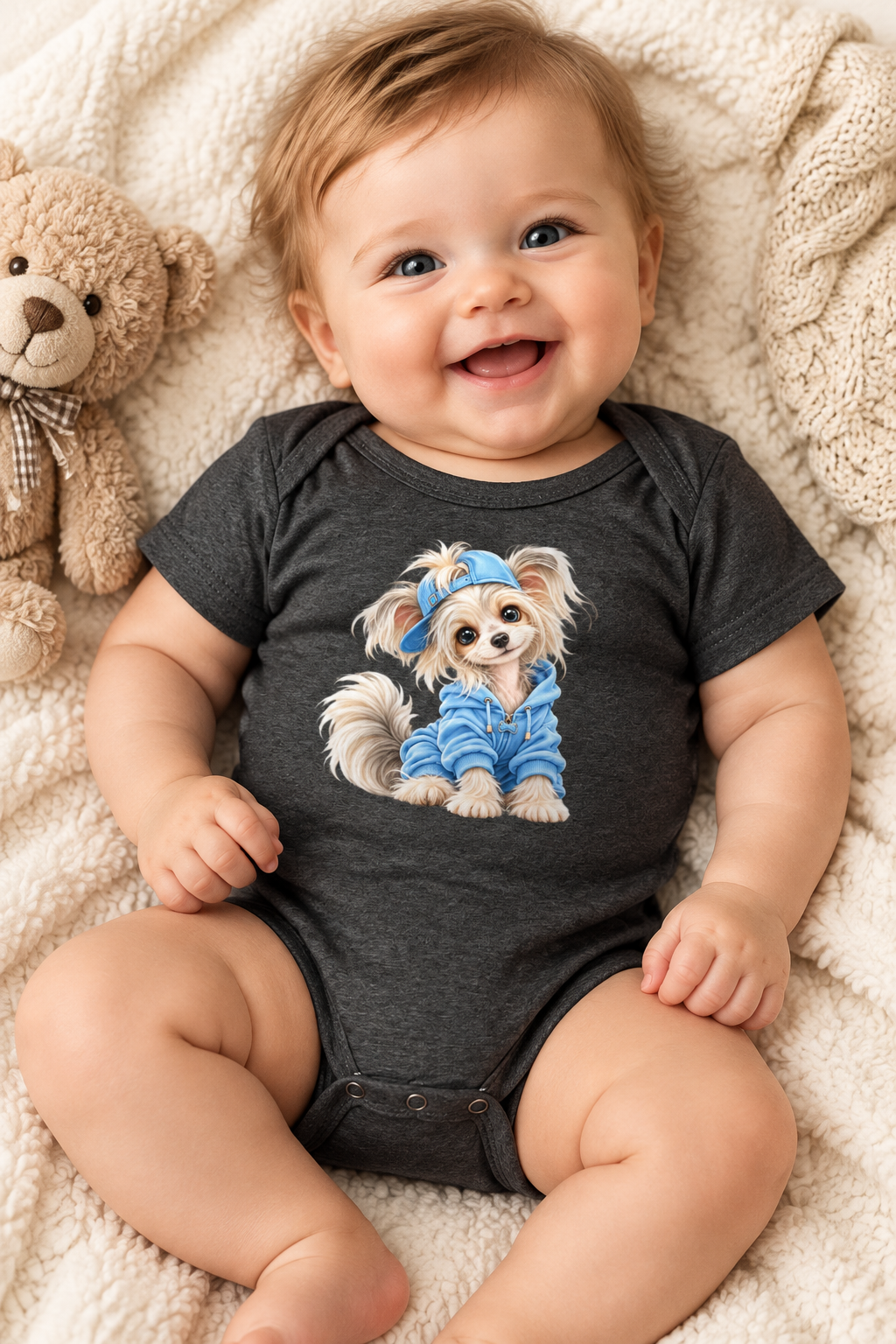 Cute dog Baby short sleeve one piece