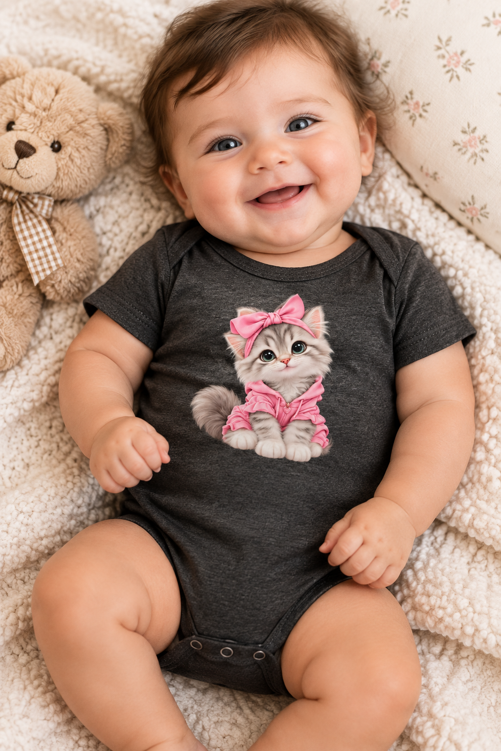 Cute cat Baby short sleeve one piece