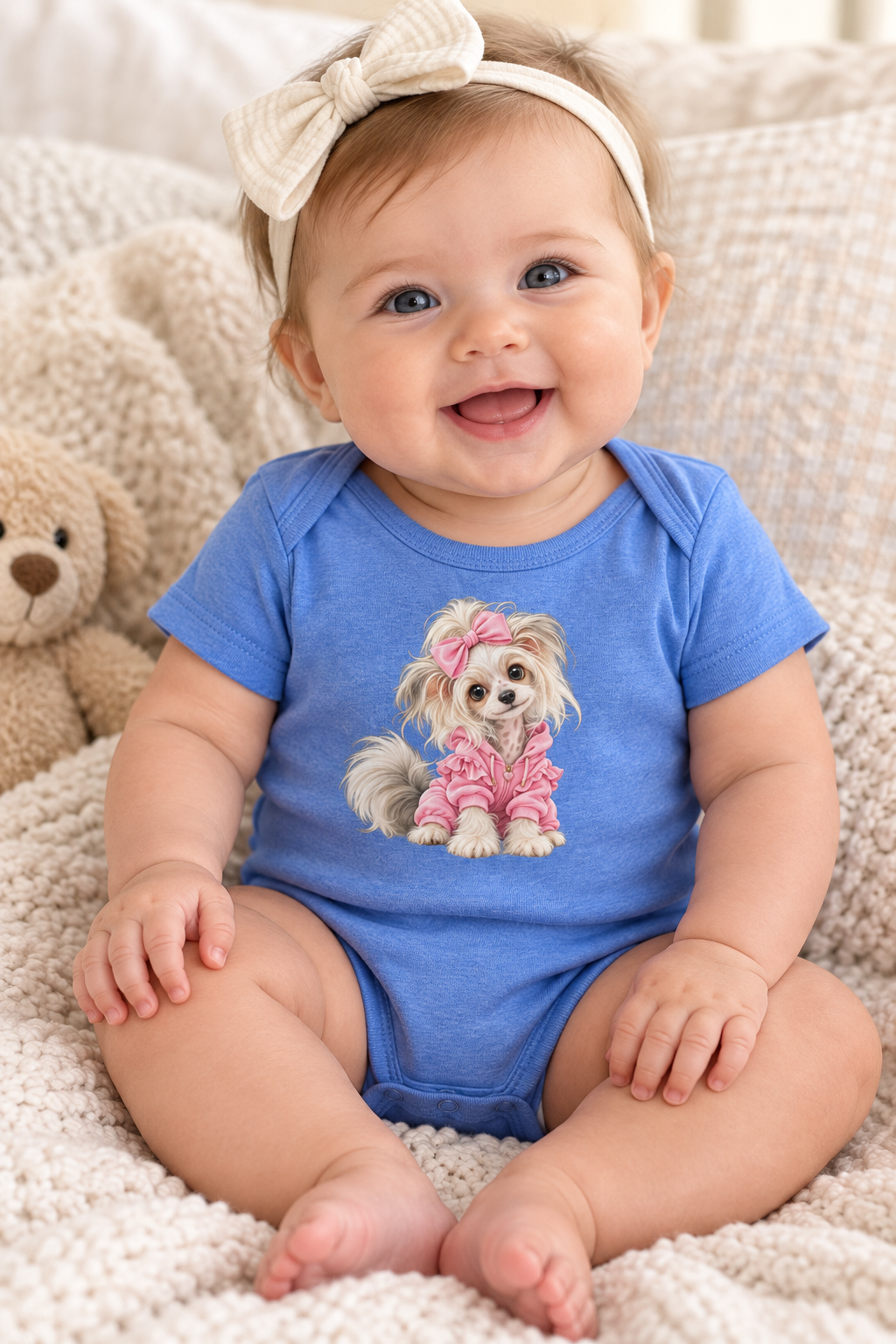 Cute dog Baby short sleeve one piece