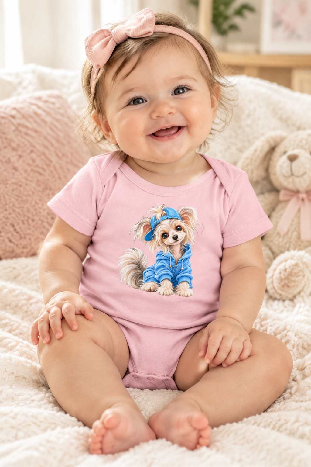 Cute dog Baby short sleeve one piece