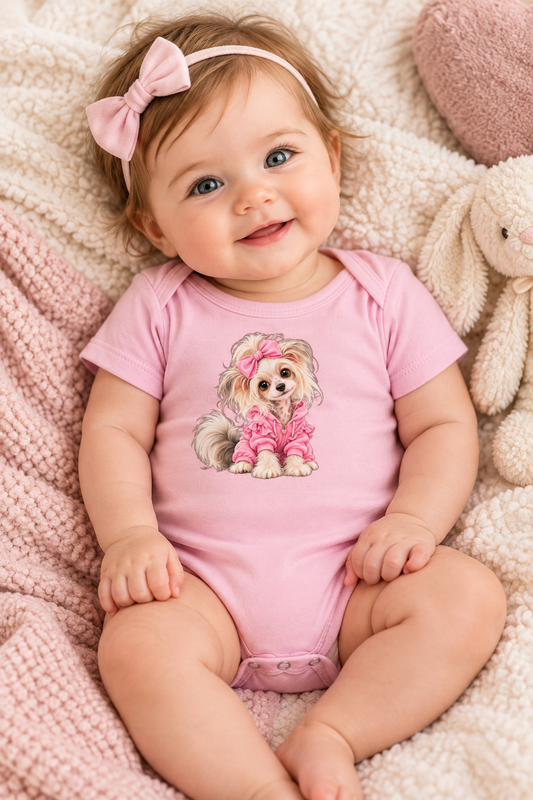 Cute dog Baby short sleeve one piece