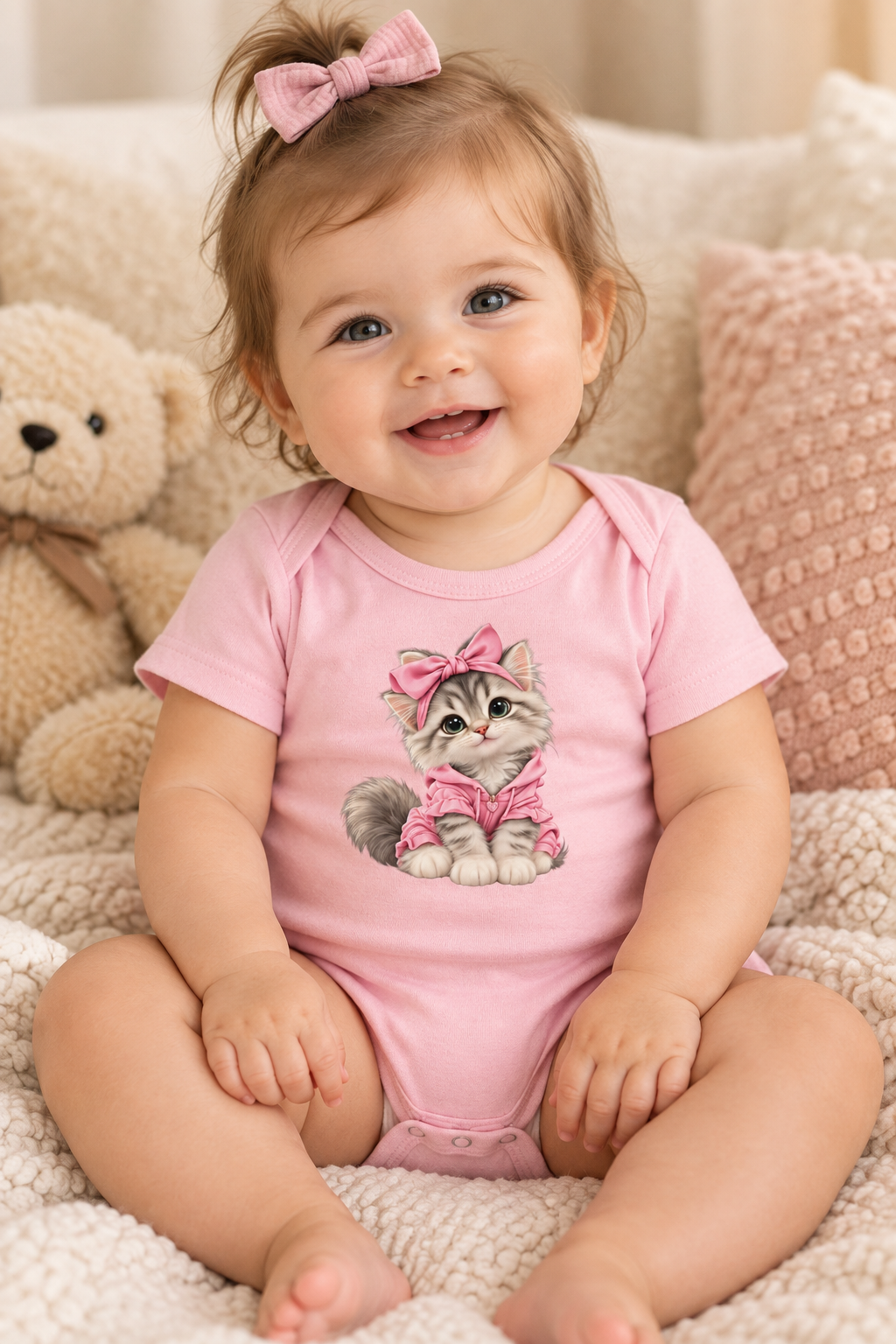 Cute cat Baby short sleeve one piece