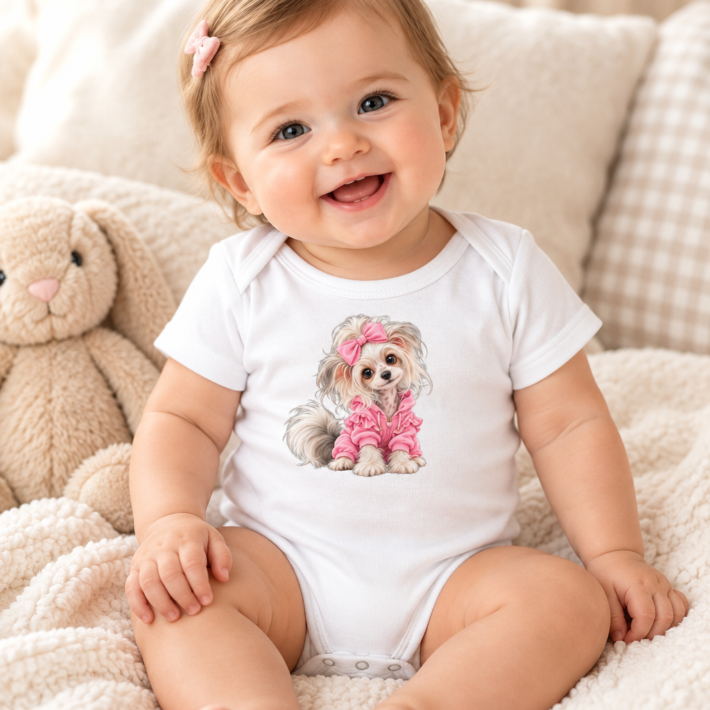 Cute dog Baby short sleeve one piece