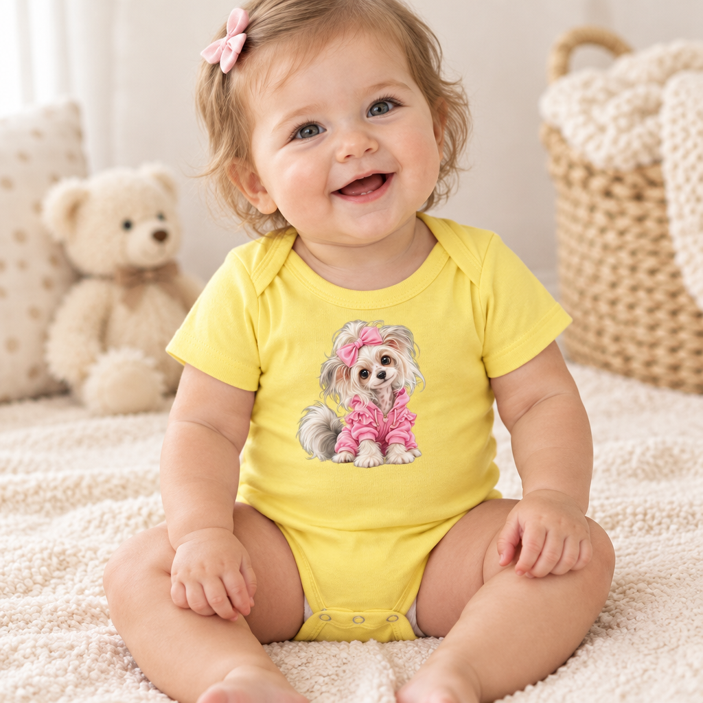 Cute dog Baby short sleeve one piece