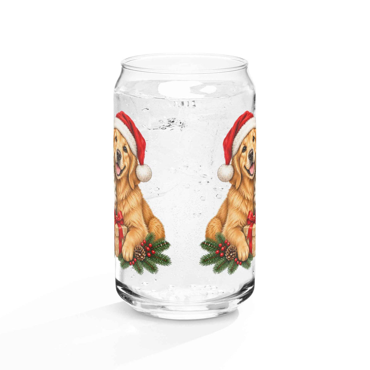 Cute Cat & Dog Christmas Can-Shaped Glass