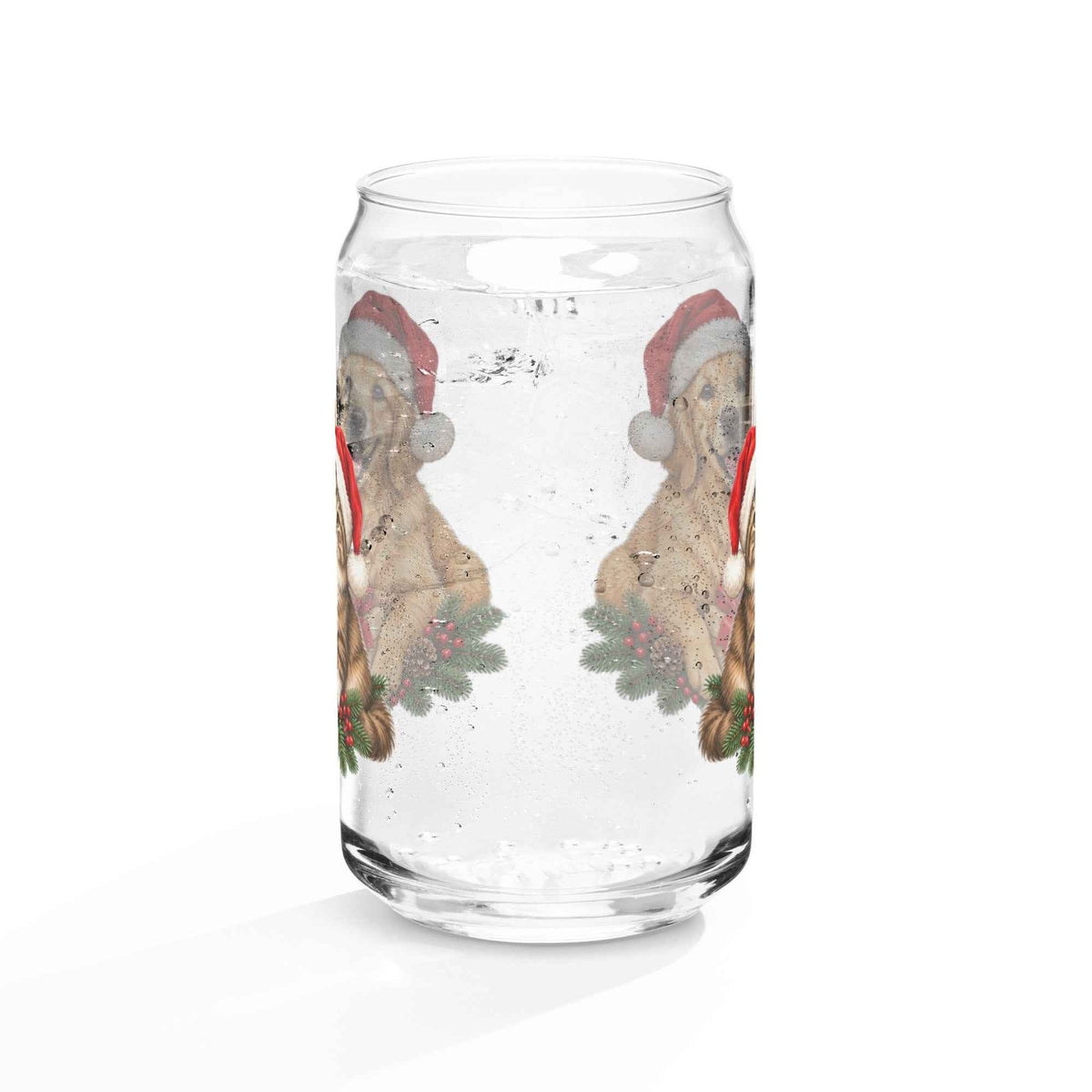 Cute Cat & Dog Christmas Can-Shaped Glass