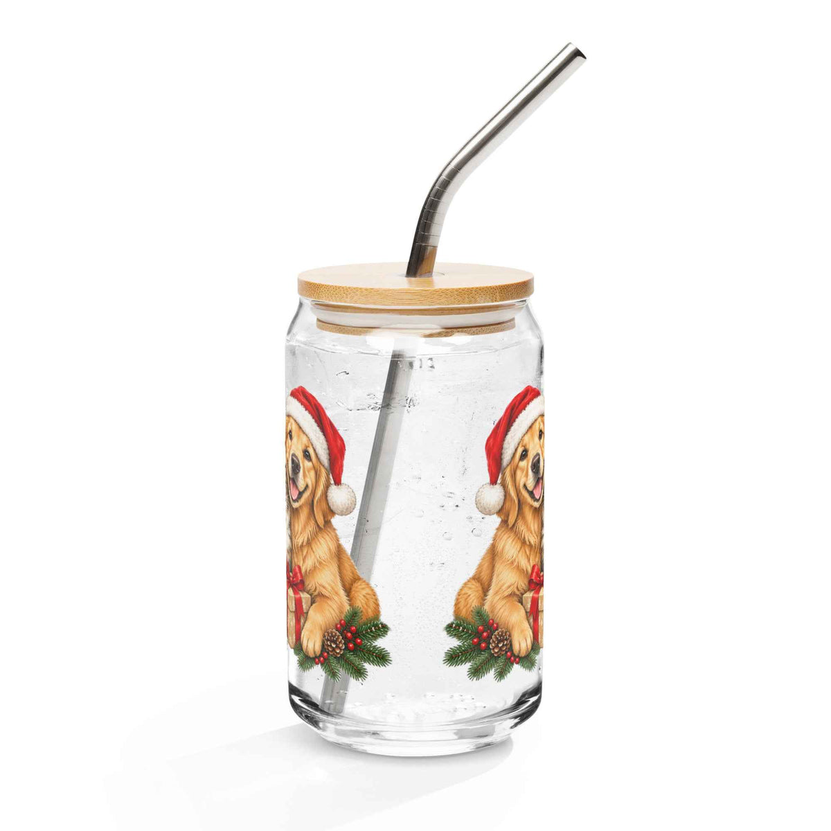 Cute Cat & Dog Christmas Can-Shaped Glass