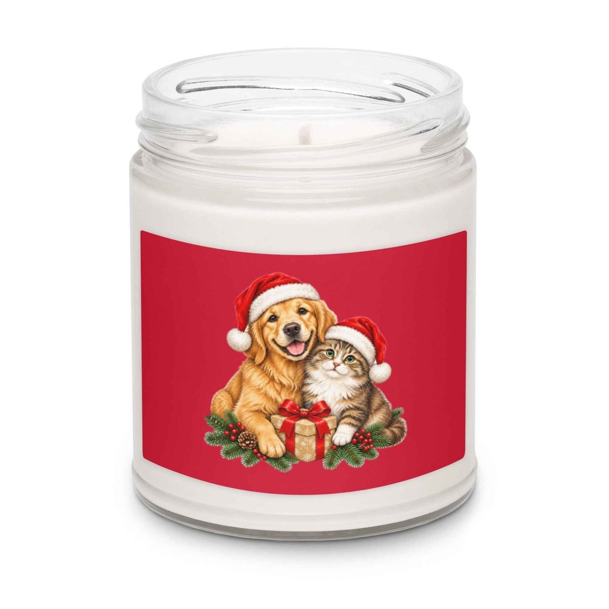 Cute Cat & Dog Christmas Soy Candle