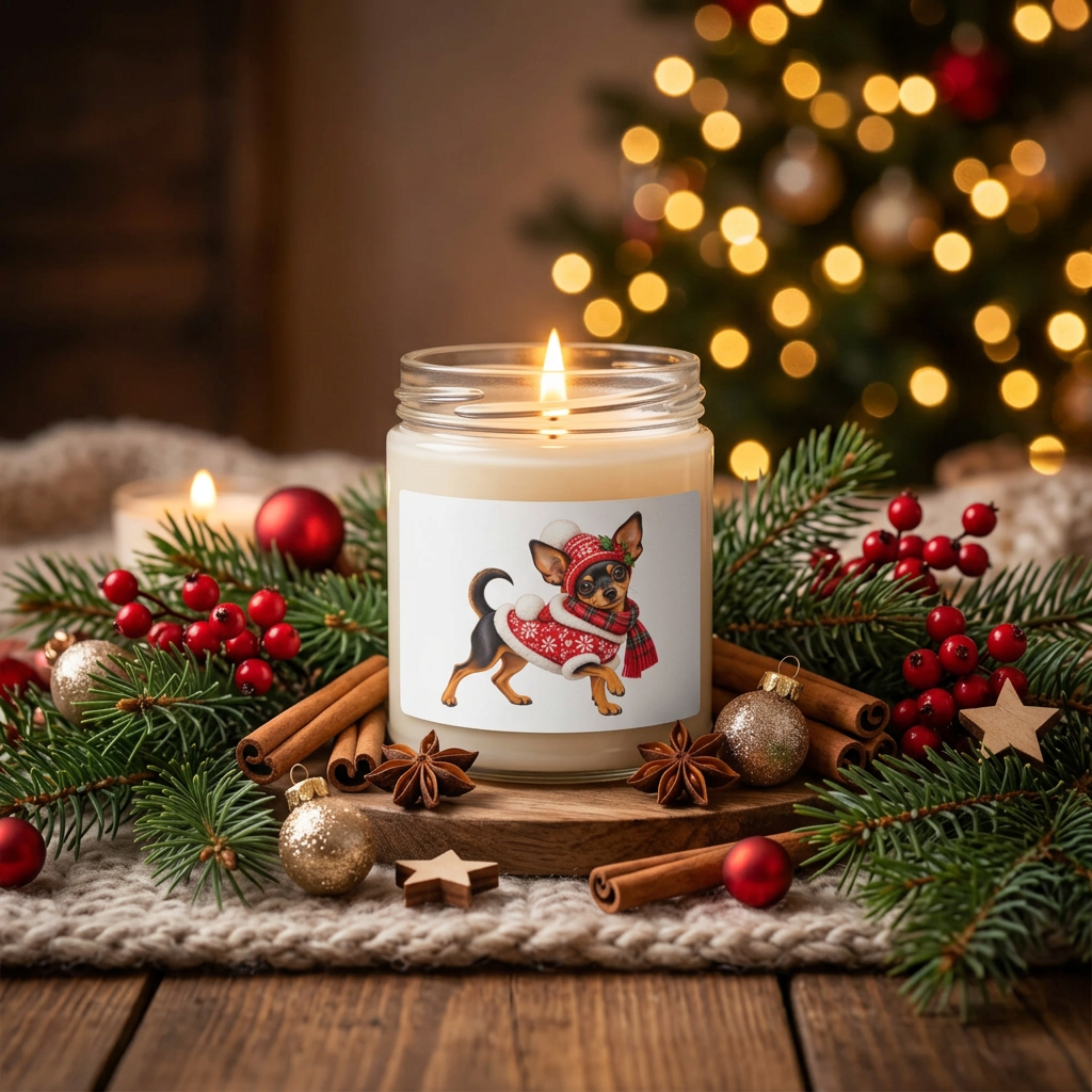 Pinscher Christmas scented candle