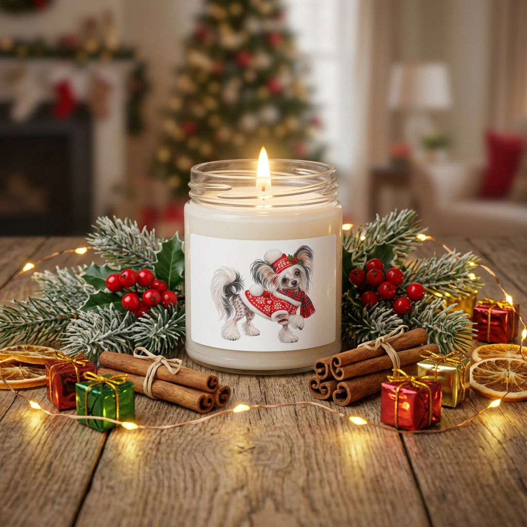 Chinese Crested Christmas Scented candle
