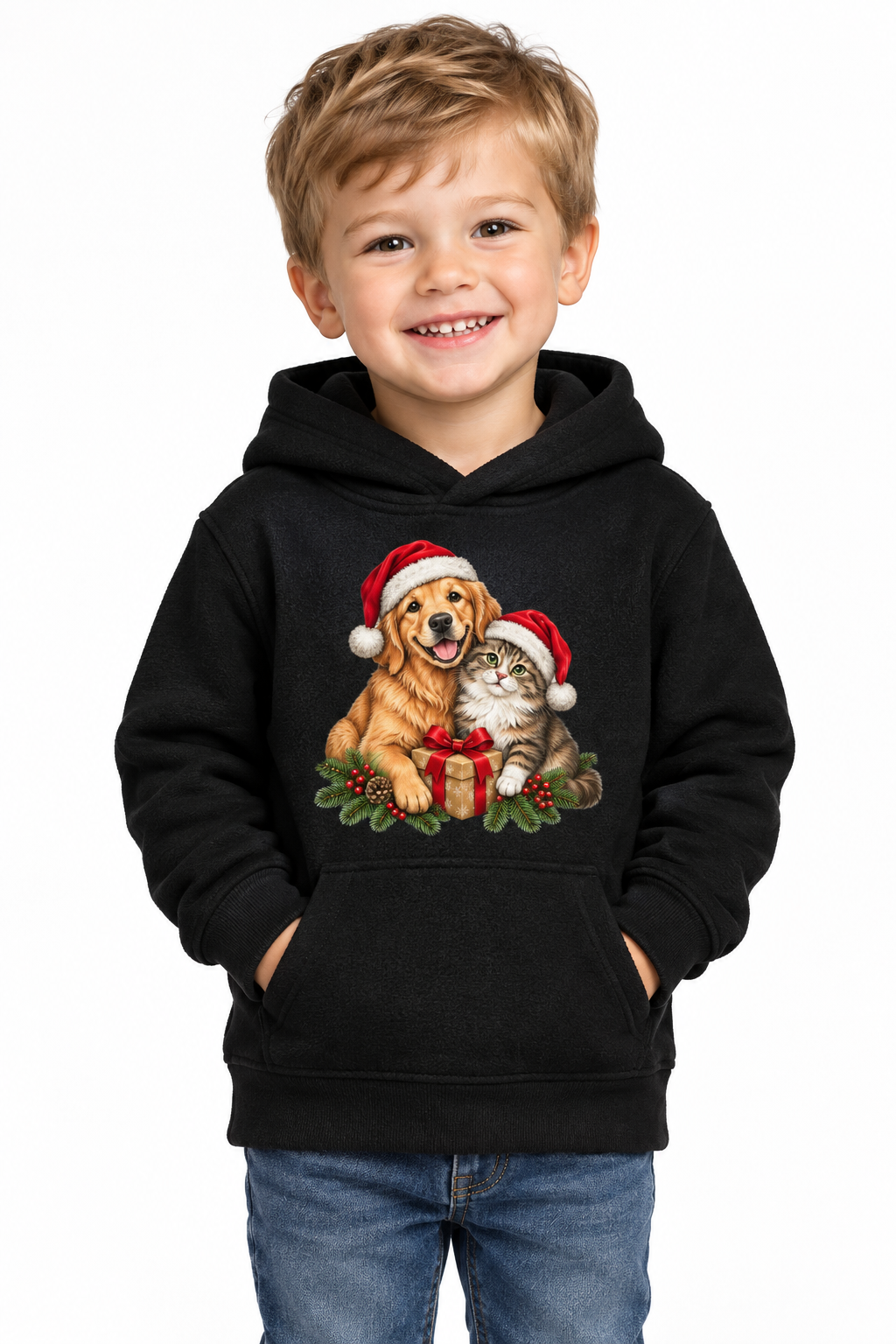 Christmas Dog and Cat Toddler Hoodie