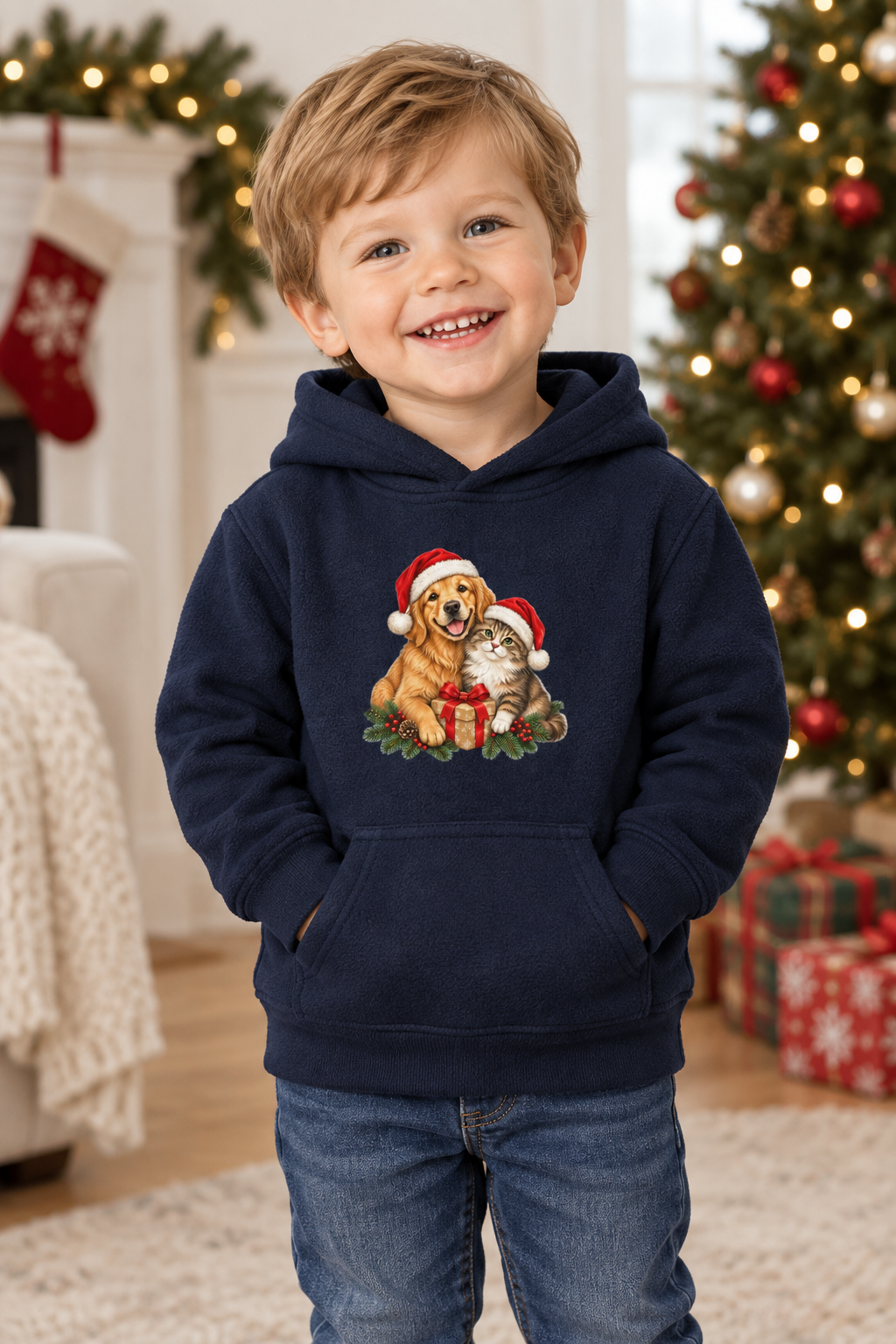 Christmas Dog and Cat Toddler Hoodie