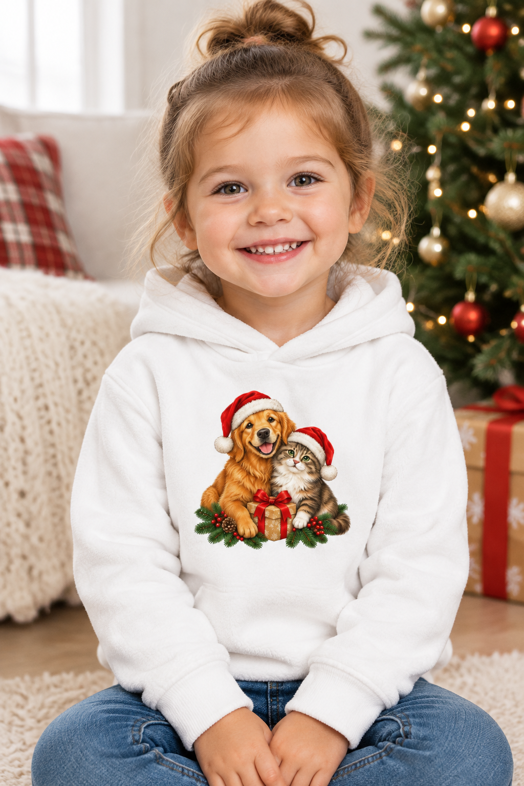 Christmas Dog and Cat Toddler Hoodie