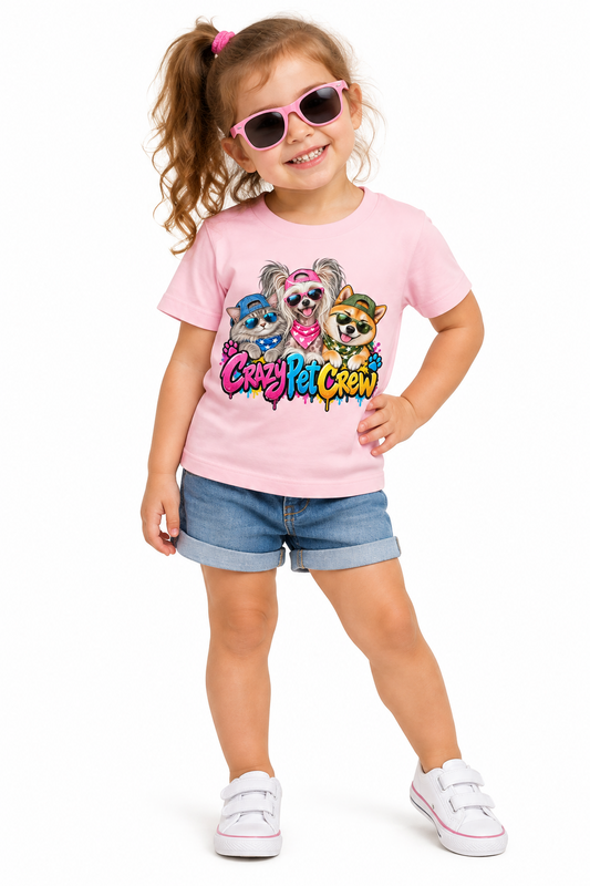 Crazy Pet Crew Cotton Toddler Short-Sleeve T-Shirt