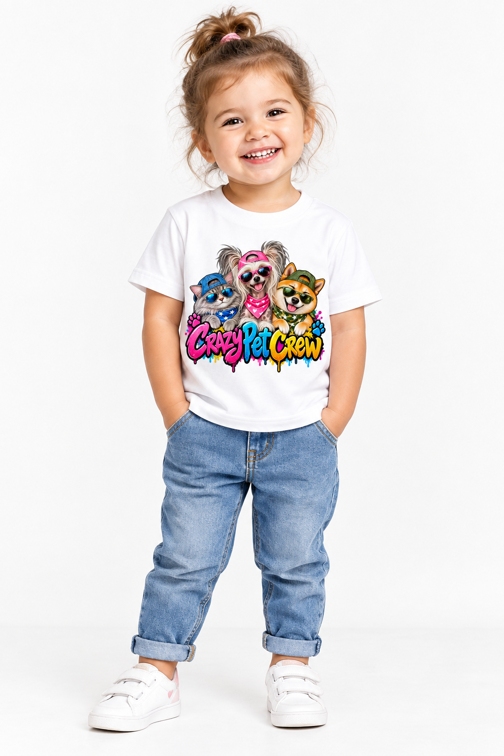 Crazy Pet Crew Cotton Toddler Short-Sleeve T-Shirt