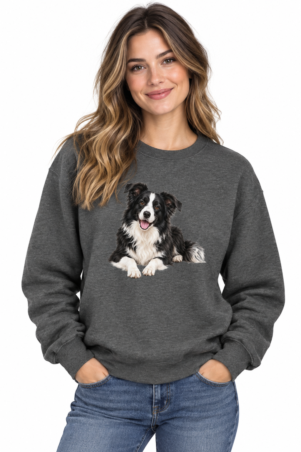 Border Collie Unisex Sweatshirt with Front & Back Print