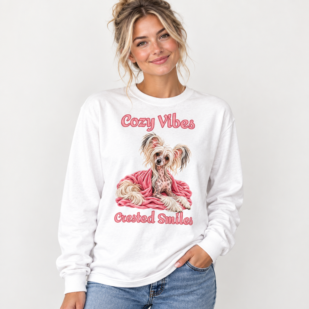 Cozy Vibes, Crested Smiles long-sleeve shirt