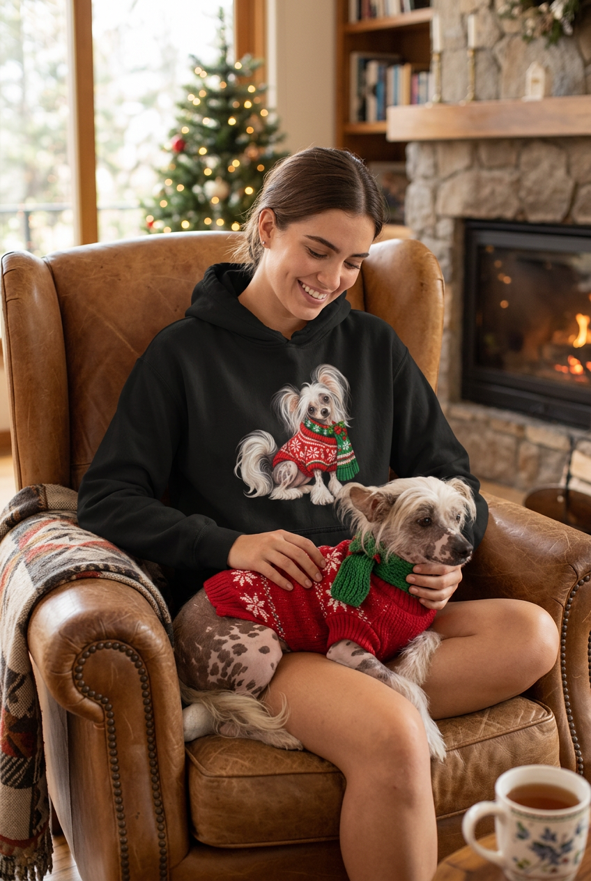 Chinese Crested Christmas Unisex Hoodie