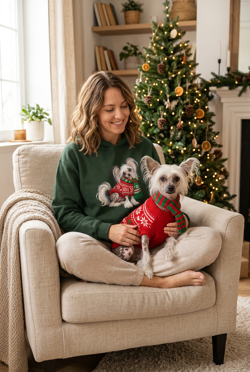 Chinese Crested Christmas Unisex Hoodie