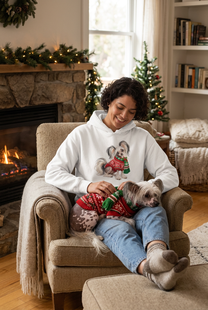 Chinese Crested Christmas Unisex Hoodie
