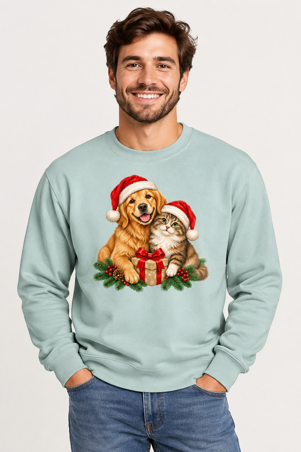 Christmas Dog and Cat Unisex Sweatshirt