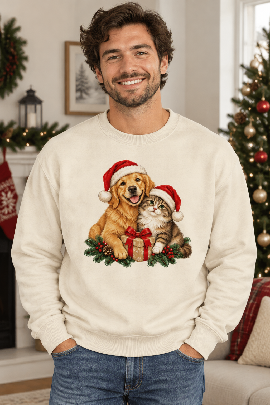 Christmas Dog and Cat Unisex Sweatshirt