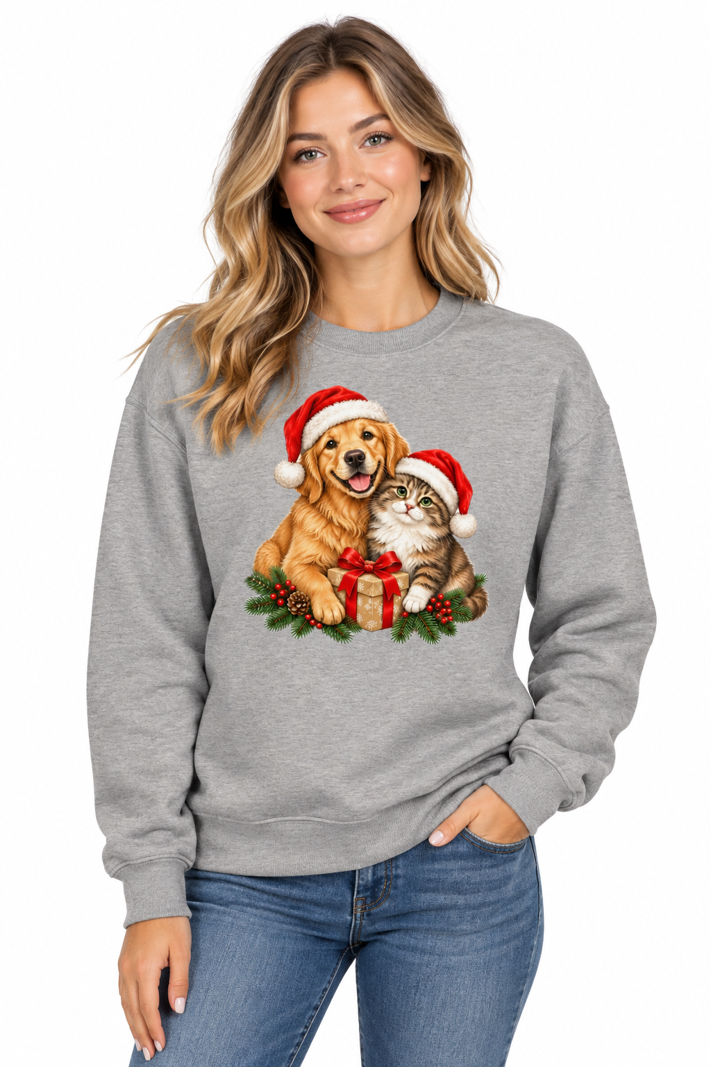 Christmas Dog and Cat Unisex Sweatshirt