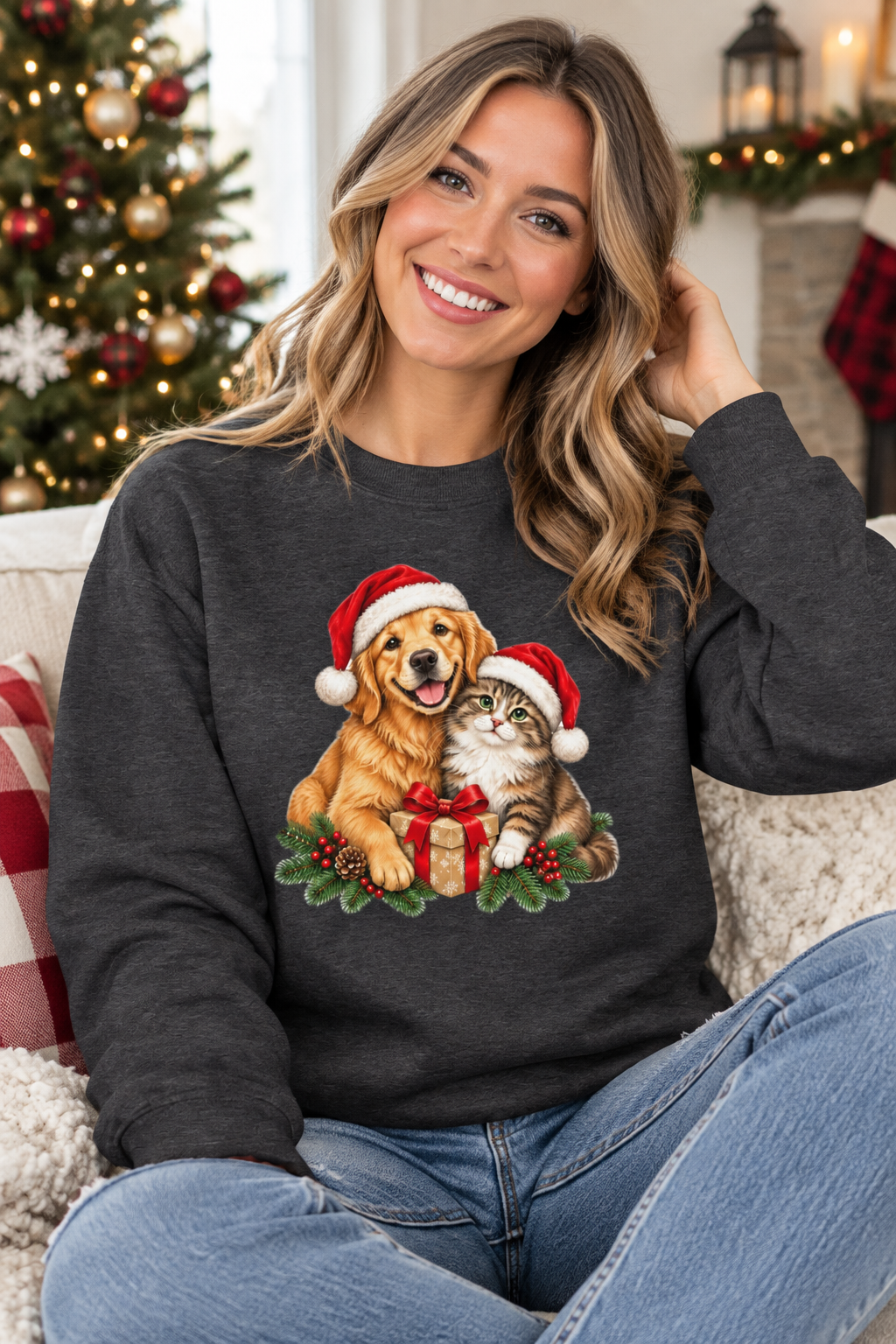 Christmas Dog and Cat Unisex Sweatshirt