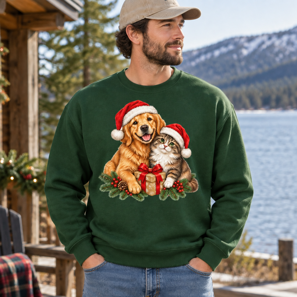 Christmas Dog and Cat Unisex Sweatshirt
