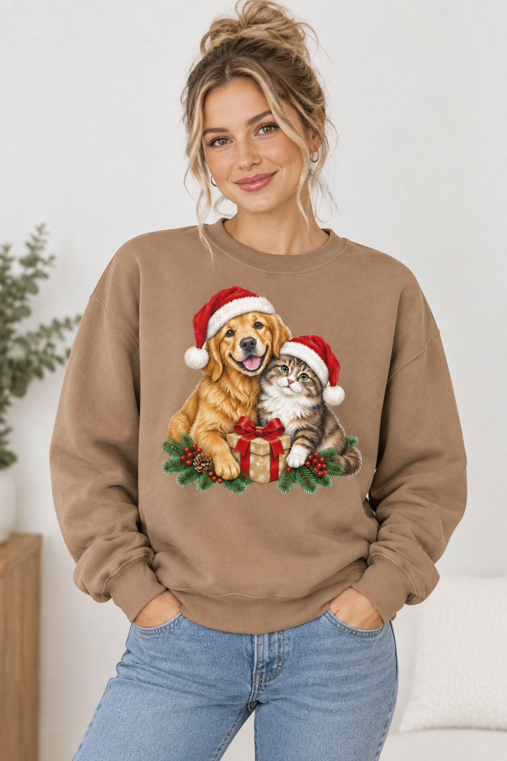 Christmas Dog and Cat Unisex Sweatshirt