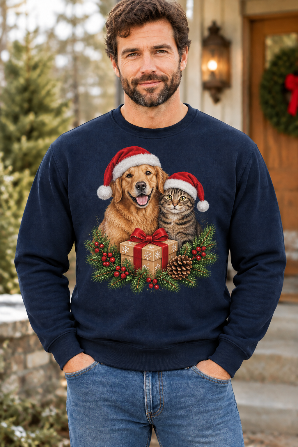 Christmas Dog and Cat Unisex Sweatshirt