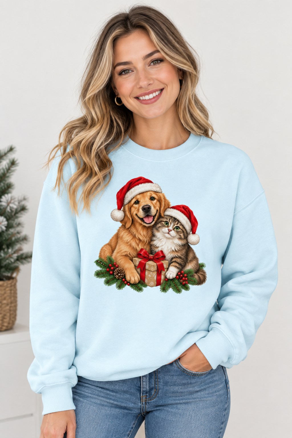 Christmas Dog and Cat Unisex Sweatshirt