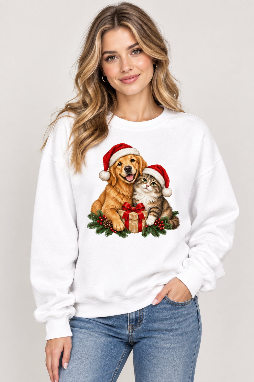 Christmas Dog and Cat Unisex Sweatshirt
